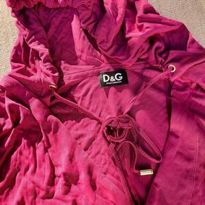D&G Womens Magenta Hooded Pullover Top